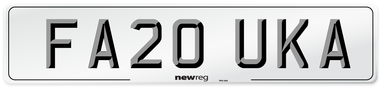 FA20 UKA Number Plate from New Reg